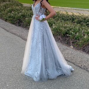 Greyish Blue Prom Dress Size 4/6